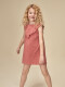 Vestido De Punto Con Tiras Bordadas Coral Claro