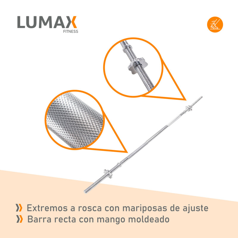 Kit 2 Mancuernas + Barra Recta Maciza De 1.8m + 20 Kilos Pes 4x5Kg