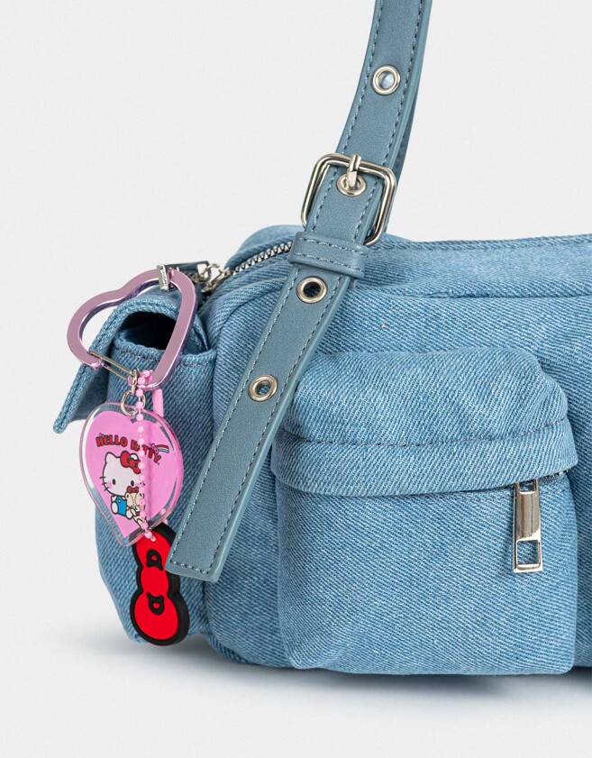 Bowling De denim Cartera Bowling Denim Hello Kitty Kawaii - Azul Medio
