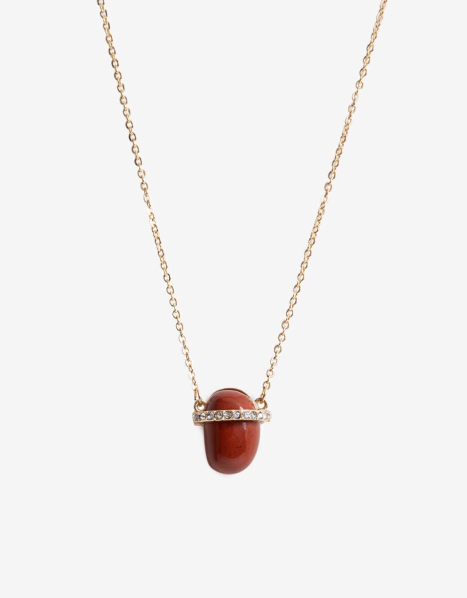 Cadena Con Piedra Granate - Dorado 