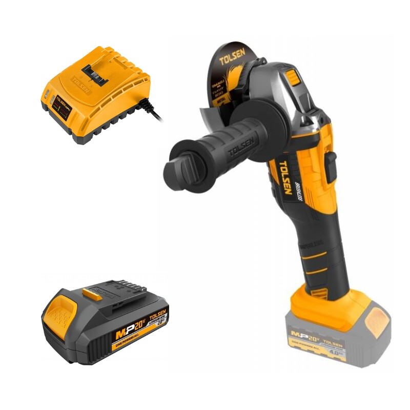 TOLSEN COMBO AMOLADORA ANGULAR LI-ION 20V 125MM + BATERIA 2. Tolsen Amoladora Angular Industrial Li-ion 20v 125mm (*)