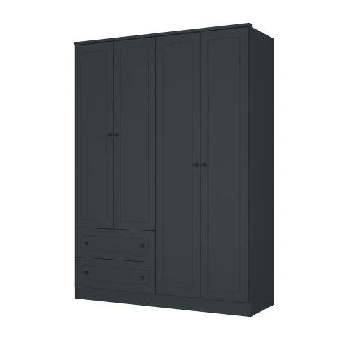 Ropero Americano PLUS 4 puertas 2 cajones - 100%MDF Gris