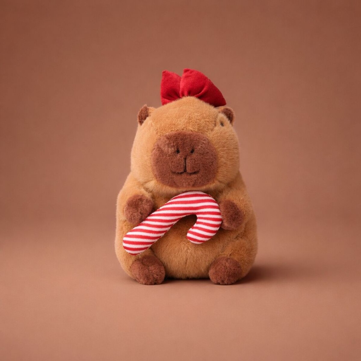 PELUCHE NAVIDEÑO DE 24 CM (CAPIBARA CON BASTÓN DE CARAMELO) 