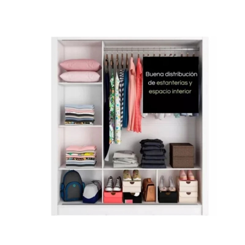 Ropero Placard 3 Puertas Corredizas 1 Espejo Monaco Blanco