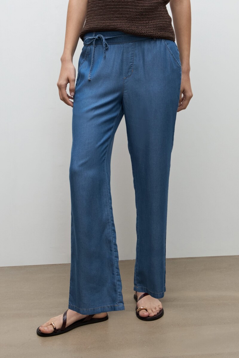 Pantalon recto Lyocell jean medio