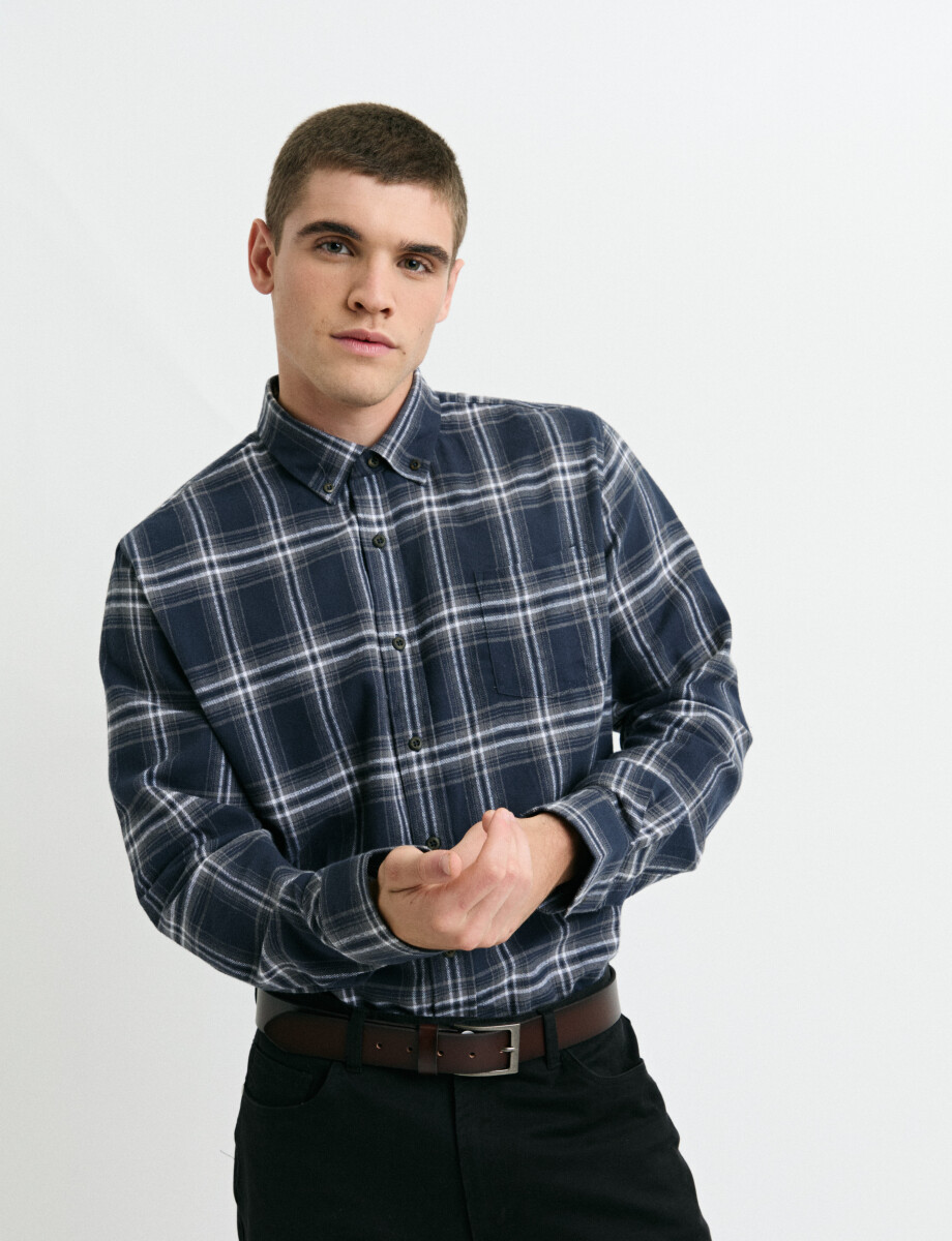 012442 CAMISA HARRINGTON LABEL Azul Oscuro