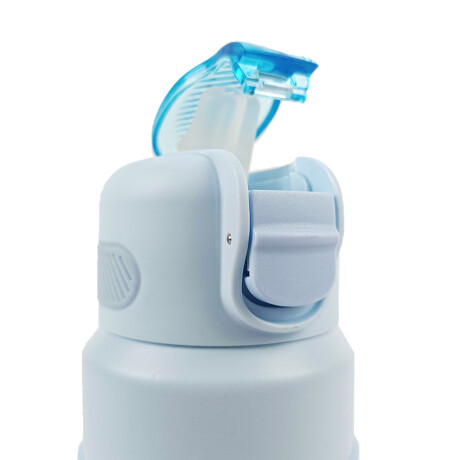 Botella termica con pico y silicona Celeste