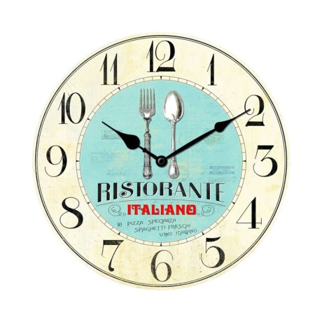 Reloj De Pared Mdf D28.8X3.5Cm Cubiertos Ristorante