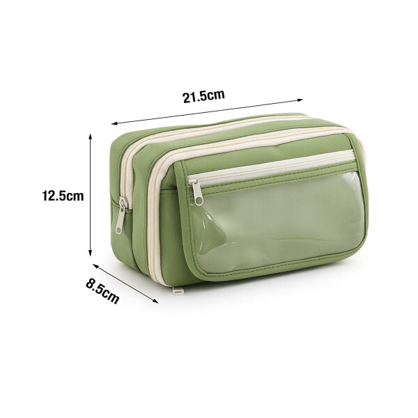 Cartuchera Organizador Escolar Grande Triple Cierre Bolsillo Color Verde