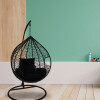 Hamaca nido colgante c/base metal y apoya pie jardín Negro/Negro