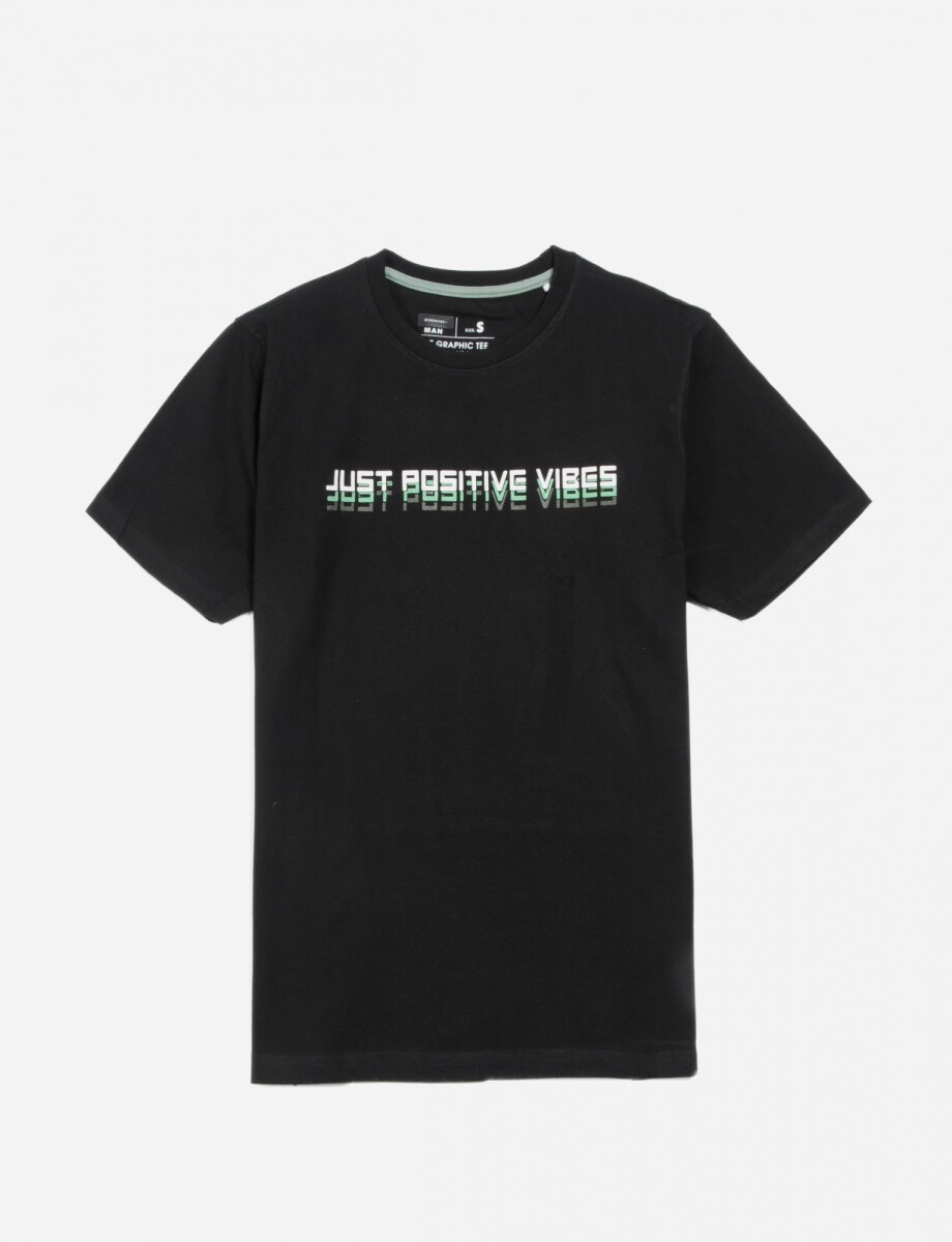 Remera Just Positive Vibes - Negro 