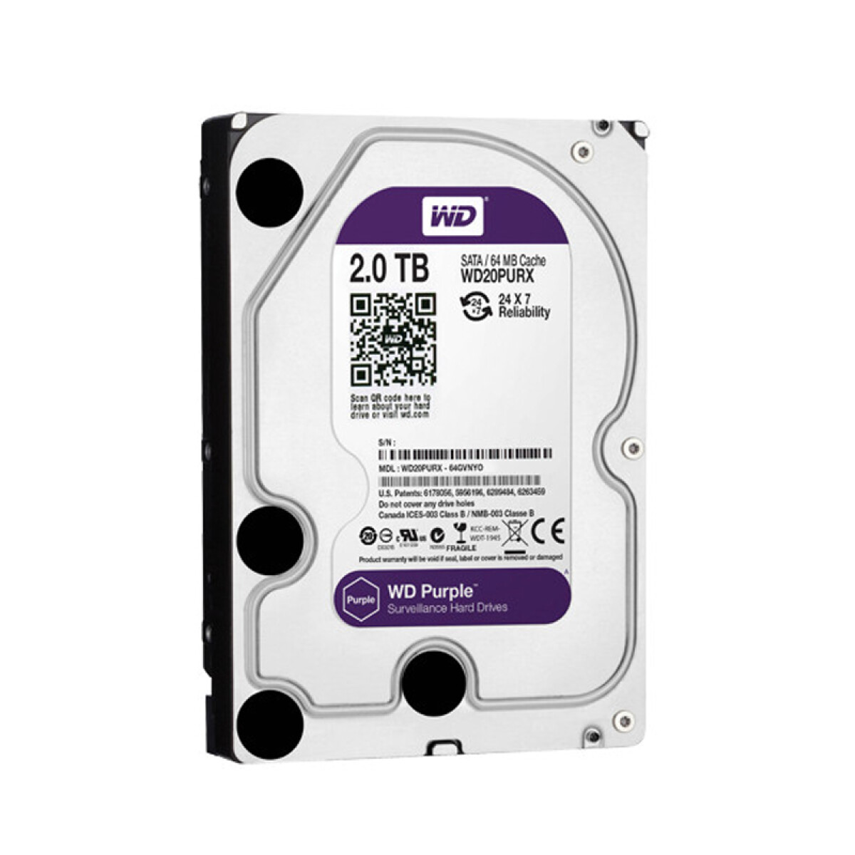 Disco duro HDD 3.5 WD Purple 2TB Sata 3 para DVR - Unica 