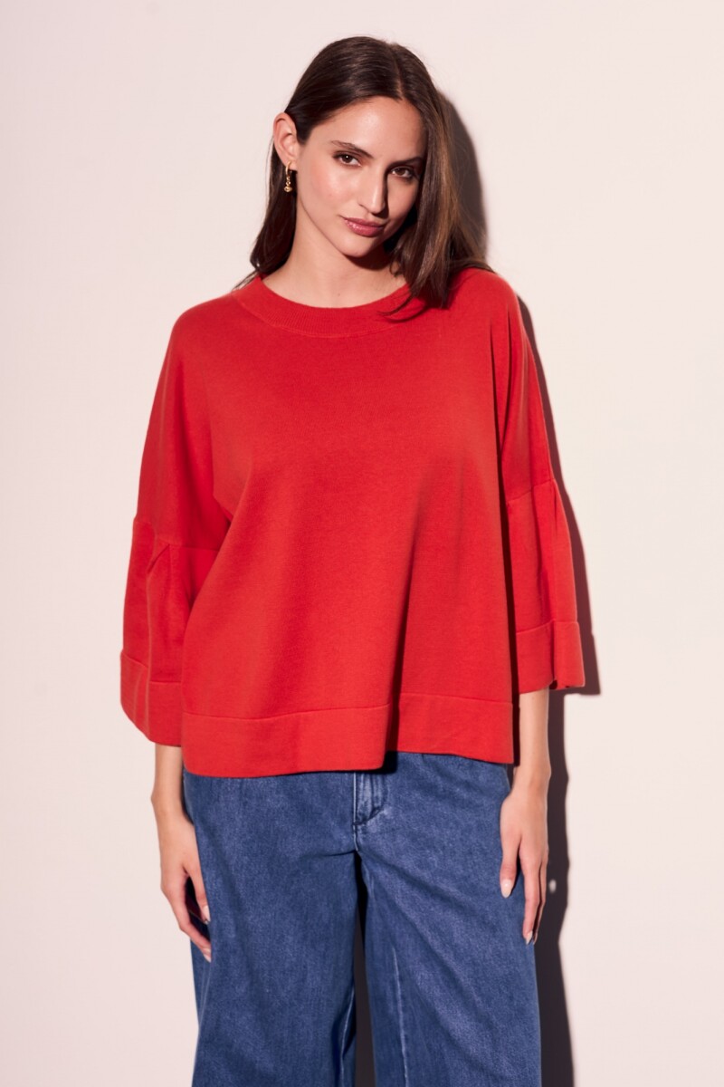 Sweater Manga Volados Rojo