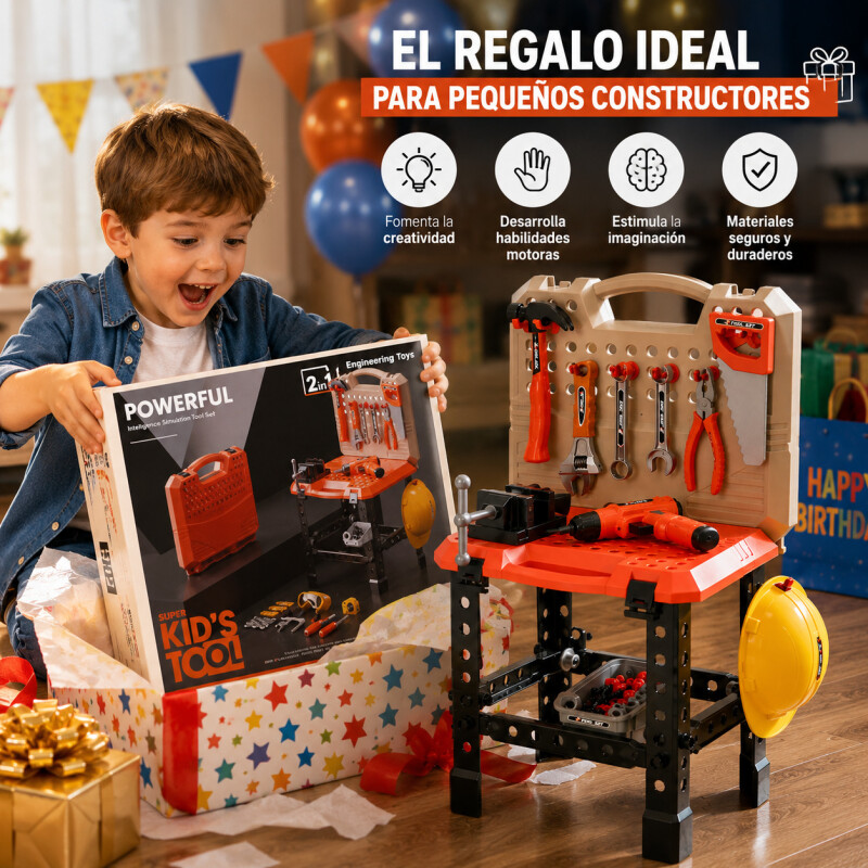 Banco Herramientas Infantil 90 Piezas Maletín Constructor Banco Herramientas Infantil 90 Piezas Maletín Constructor