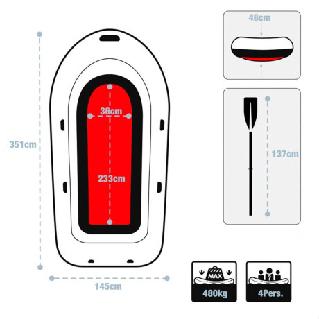 Bote Intex Gomón Inflable 4 Personas + Remo +inflador 2