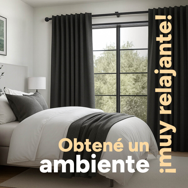 Cortina 100% Blackout 2Paños 140x220 Textura Lino Doble Faz Variante Color Gris Oscuro