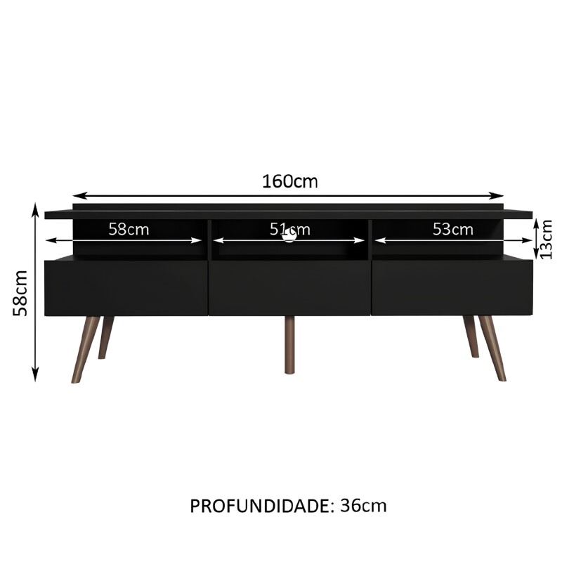 Rack TV Lumax Londres hasta 65" con Cajones y Estantes Negro