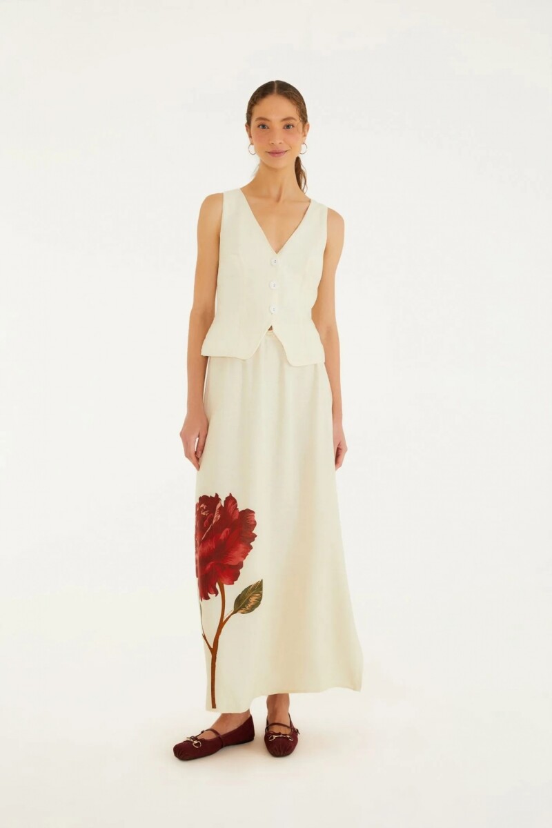 TOP CHALECO FLOR Beige