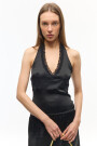 TOP HALTER SATIN Negro