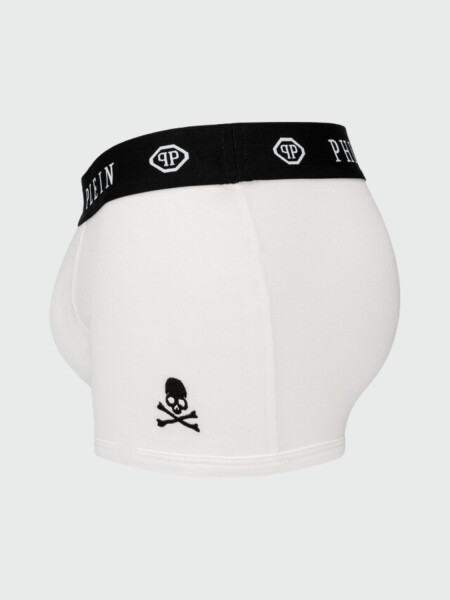 PHILIPP PLEIN - bóxer negro con diseño de calavera Blanco