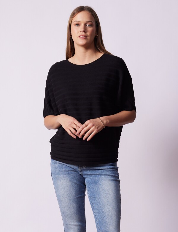 Buzo Dolman Acanalado NEGRO