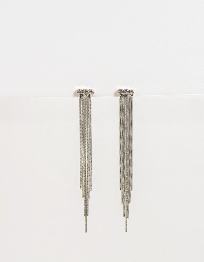Aros Colgantes Largos Con strass Aros Con Strass - Plateado