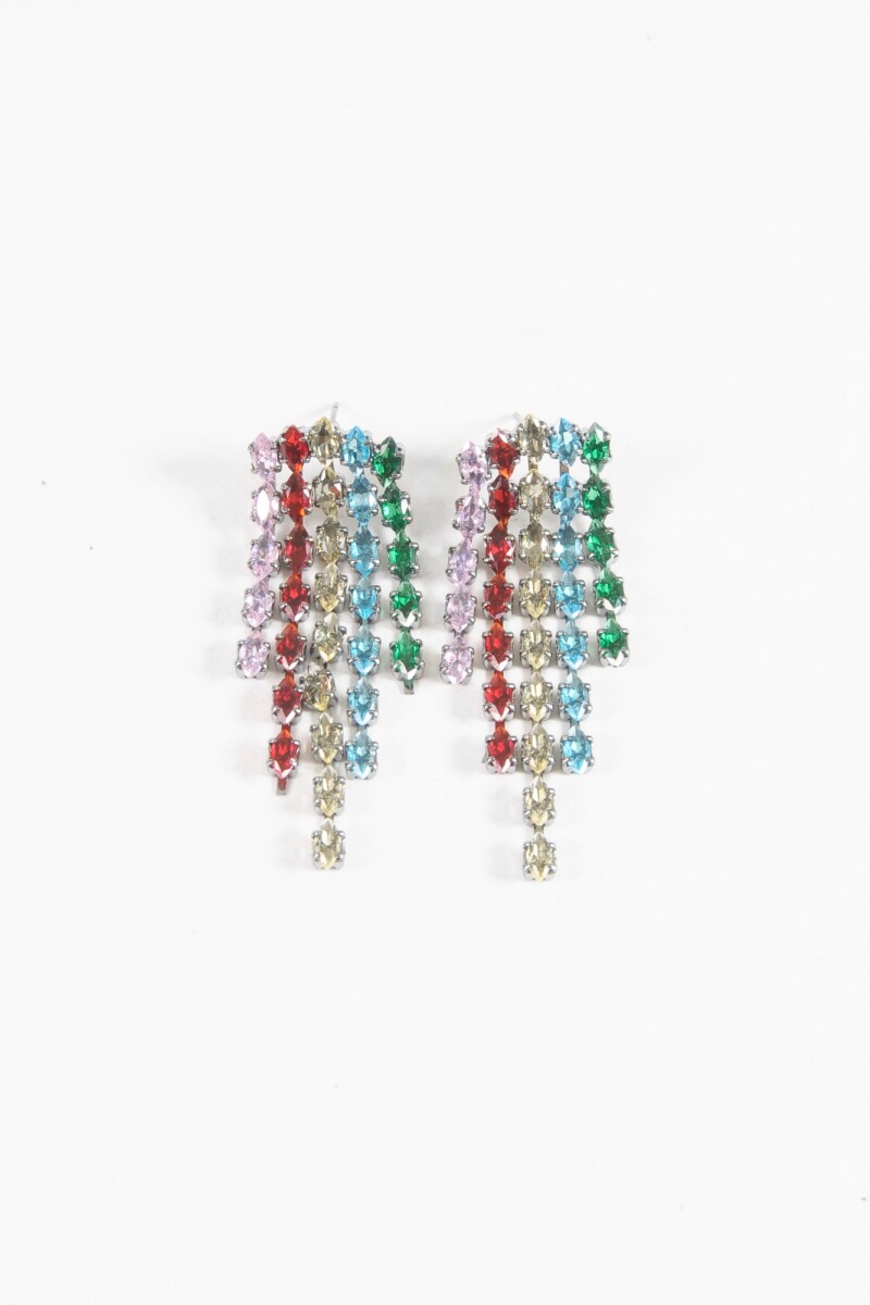 Caravanas largas strass party multicolor