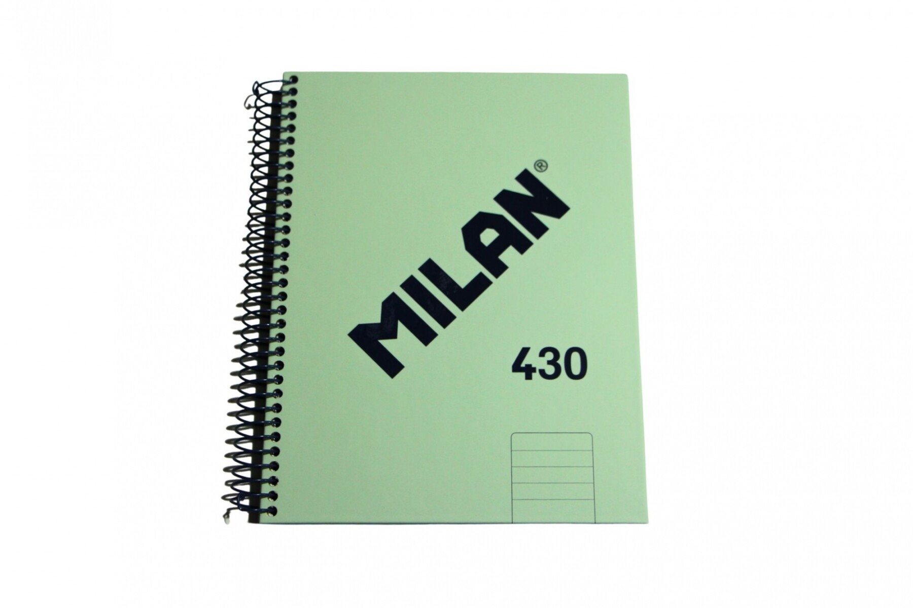 CUADERNO MILAN CON ESPIRAL TAMAÑO A5 RAYADO DE 80 HOJAS COLOR VERDE PASTEL 