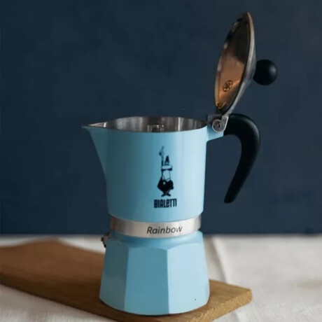 Cafetera Moka Rainbow Celeste 130ml 3 Tazas Bialetti Cafetera Moka Rainbow Celeste 130ml 3 Tazas Bialetti