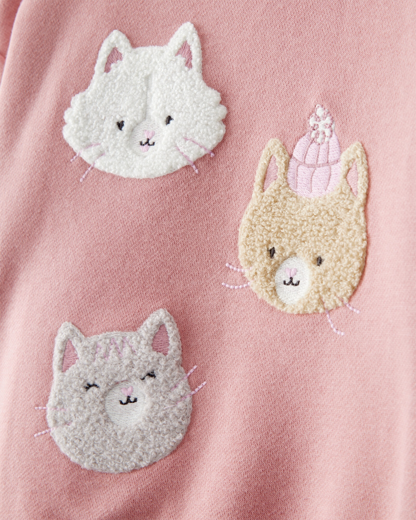 Set dos piezas de algodón, pantalón y buzo, rosados, estampa gatitos Sin color