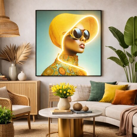 CUADRO LED SUN HAT WOMAN Amarillo - -