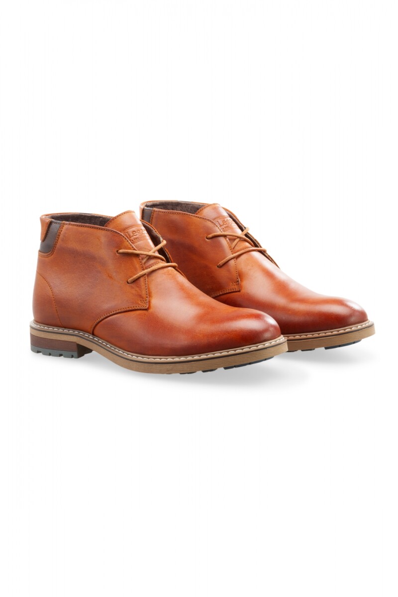 BOTA CUERO CON CORDONES - Marron 