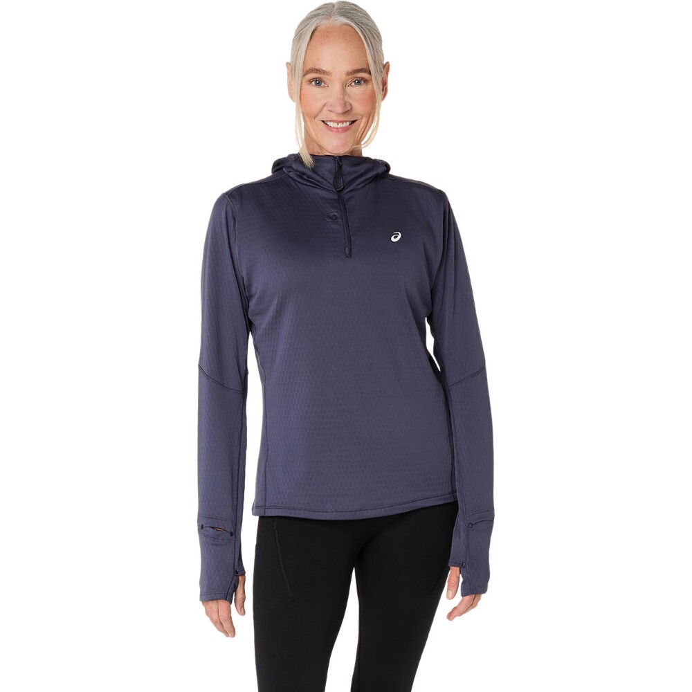 Polera Running Road Winter Ls Hoodie Mujer Indigo Fog