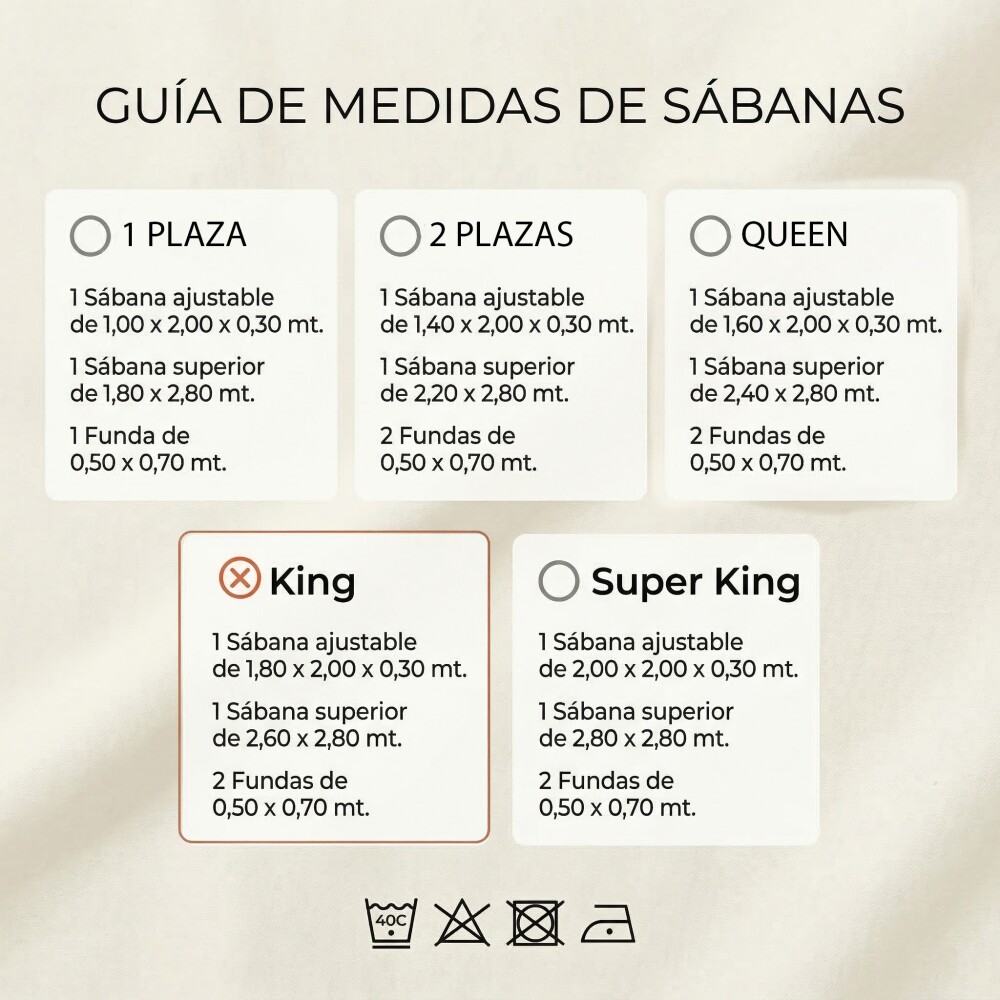 Juego de Sabana King Basic Color Block 200 Hilos - Pilar Blanco/Beige
