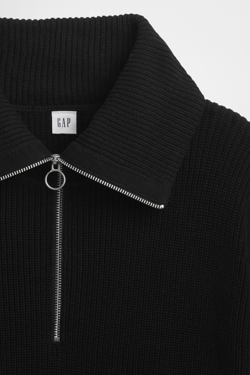 Buzo Medio Cierre Algodón Mujer Black 1