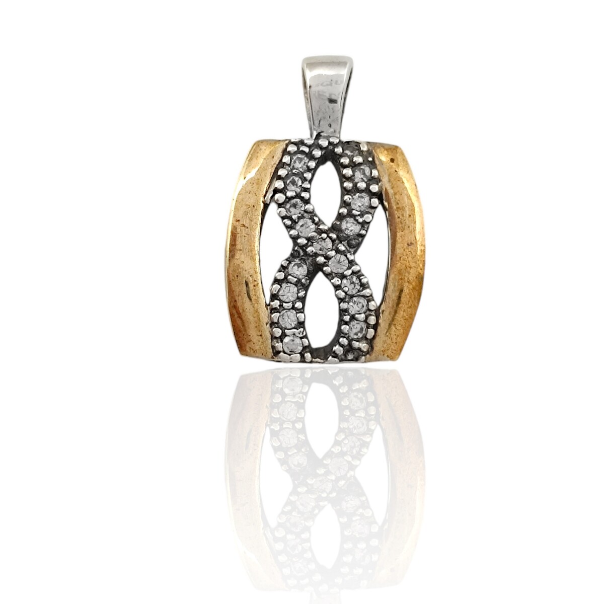 Dije Infinito-Plata y Oro- Zirconia-CP5411 - conpiedra 