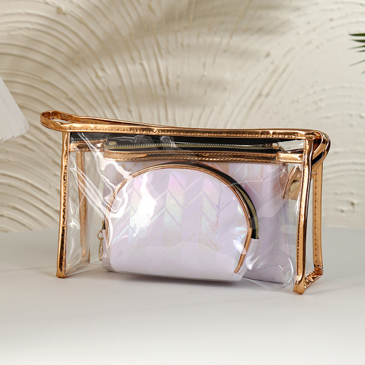 Necessaire Borde Dorado - Blanco 