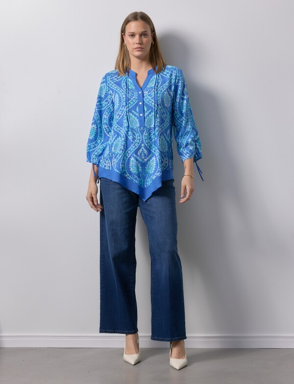 Blusa Plisado AZUL/MULTI