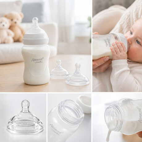 Set Evenflo Mamadera Anticólicos 270Ml+2 Tetinas Flujo Medio Blanco