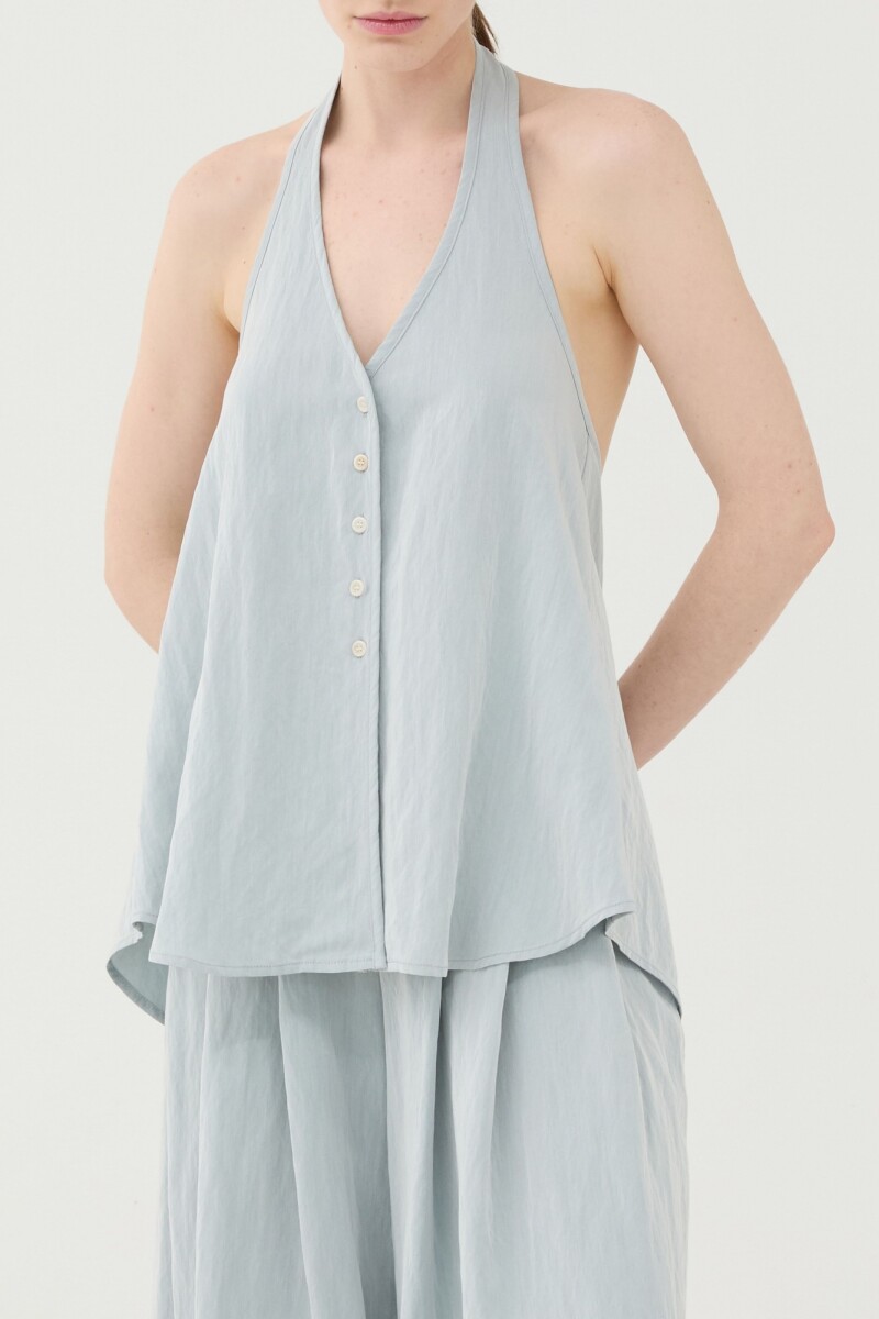CHALECO HALTER Celeste