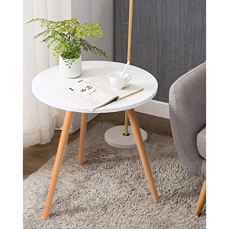 Mesa auxiliar en madera diseño nórdico 50x47cm Blanco