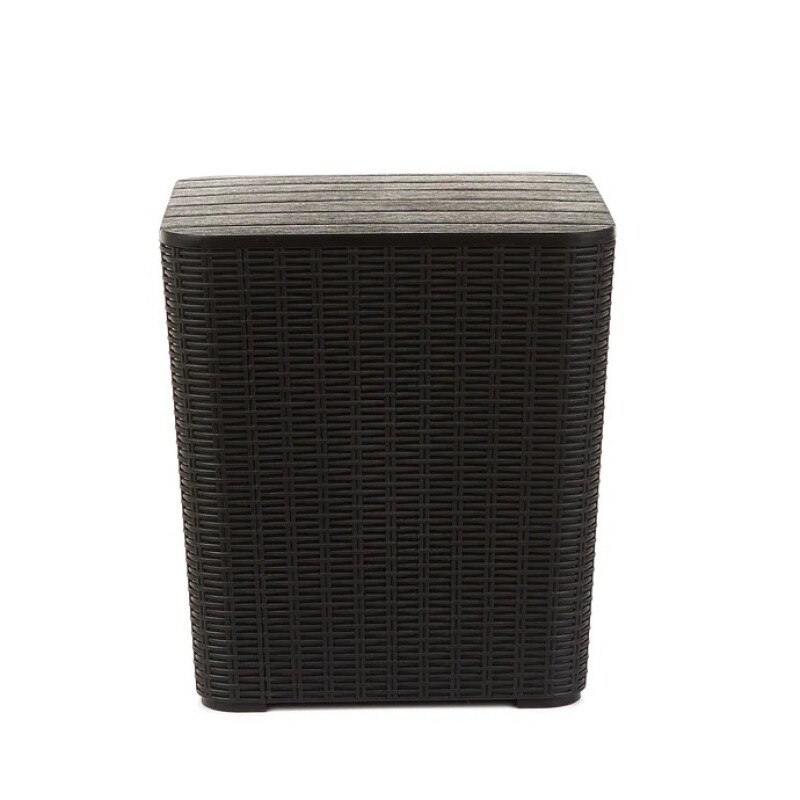 Mesa Auxiliar C/Tapa Capri Símil Ratan Negro - Espacio para Guardado Mesa Auxiliar C/Tapa Capri Símil Ratan Negro - Espacio para Guardado