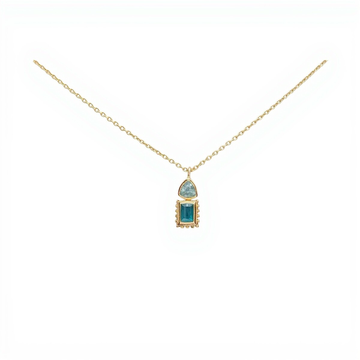 Conjunto Masakali-Plata rodinada 925 micra oro 18k-Piedra Topacio azul y Jade verde-CJ2019 - conpiedra 