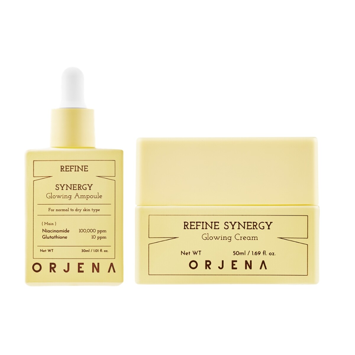 Pack Glow ORJENA — Ampolla + Crema Refine Synergy (Brillo y manchas) 