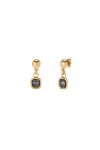 PENDIENTES EN ALEACIAÓN DE METALES BAÑADA EN ORO 18K CON CRISTAL NEGRO Pendiente