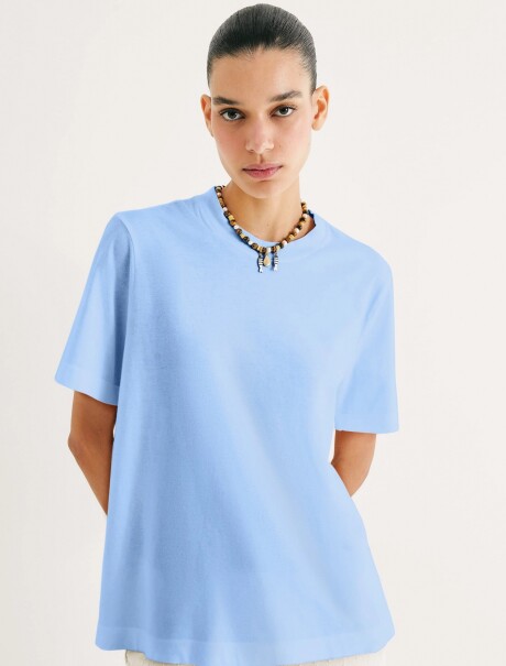 CAMISETA BÁSICA DE ALGODÓN AZUL