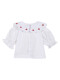 Camisa De Lino Cuello Con Bordados Piedra