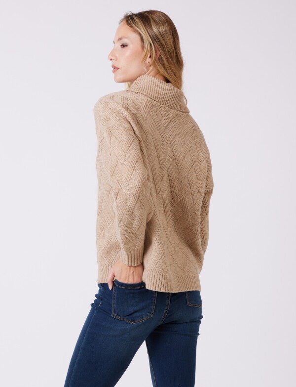 Buzo Cuello Volcado BEIGE