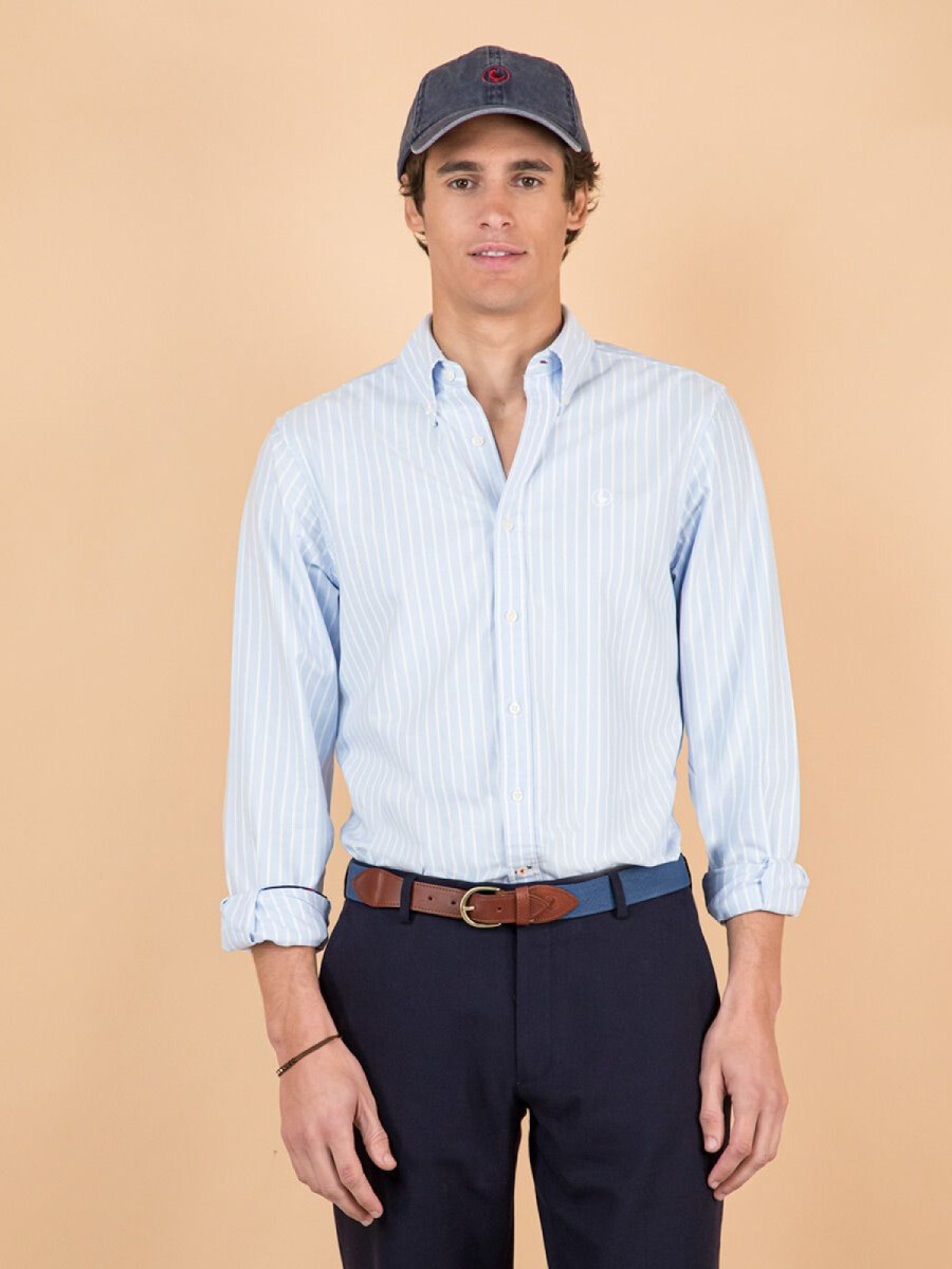 Camisa Oxford El Ganso - Raya Butcher Celeste 