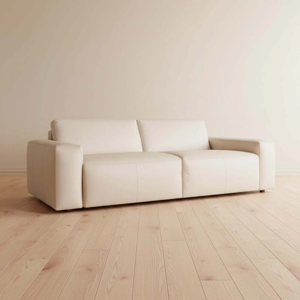 SOFA 3 CUERPOS CUERO-Y-MADERA NATURAL-BEIGE LOFT ARENA